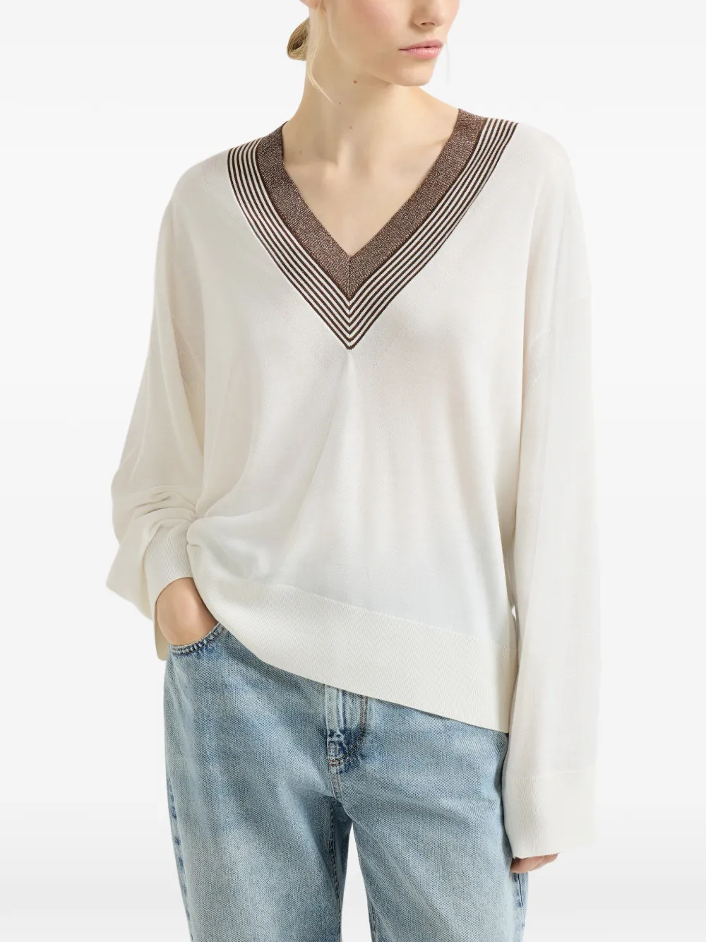 Brunello Cucinelli Gestreepte trui Beige