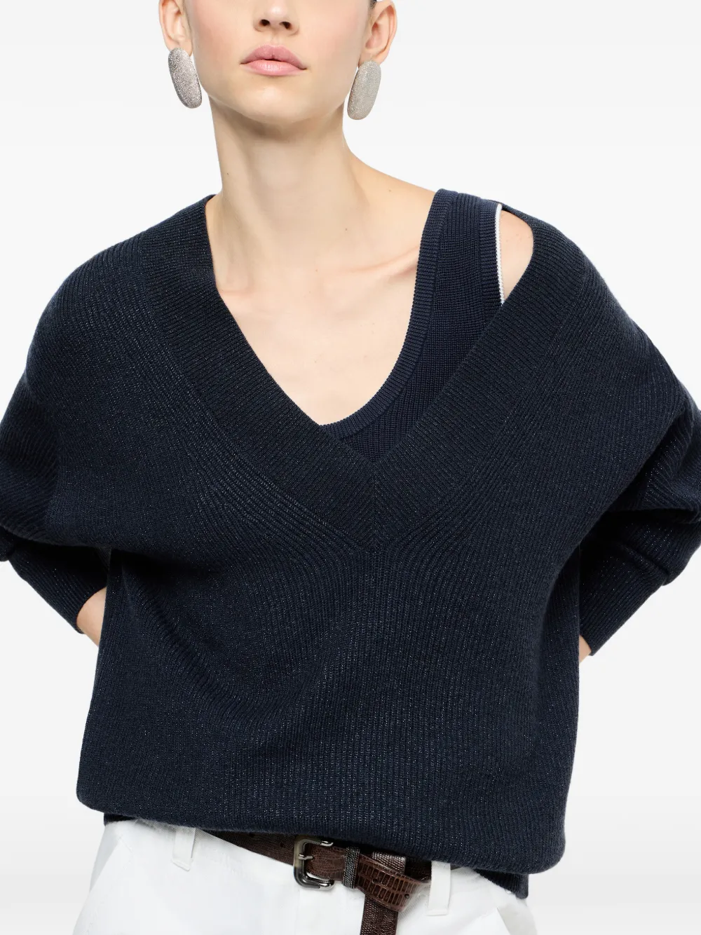  Brunello Cucinelli Jersey Con Cuello En V - Azul 
