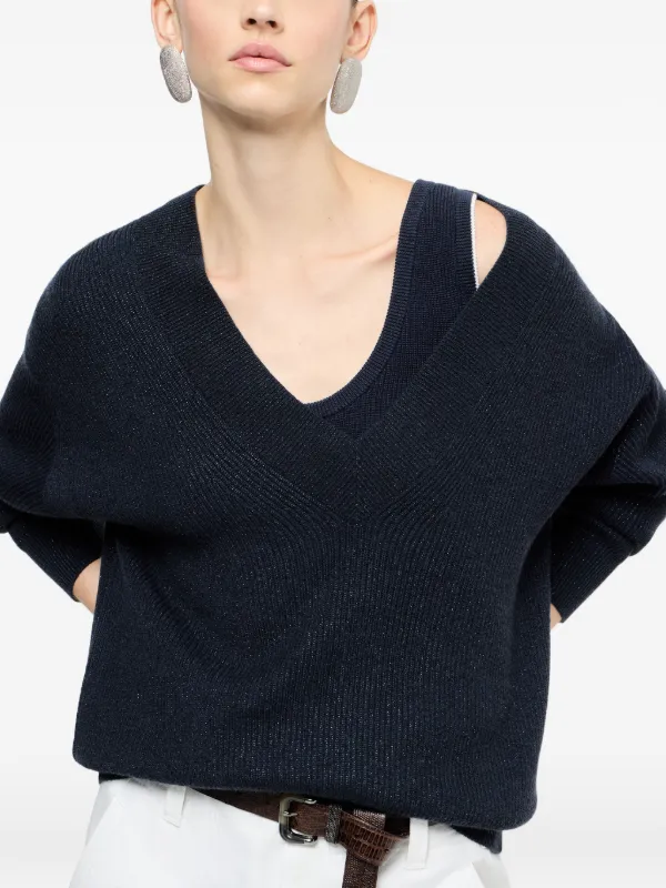 Brunello Cucinelli Vネック セーター | ブルー | FARFETCH JP