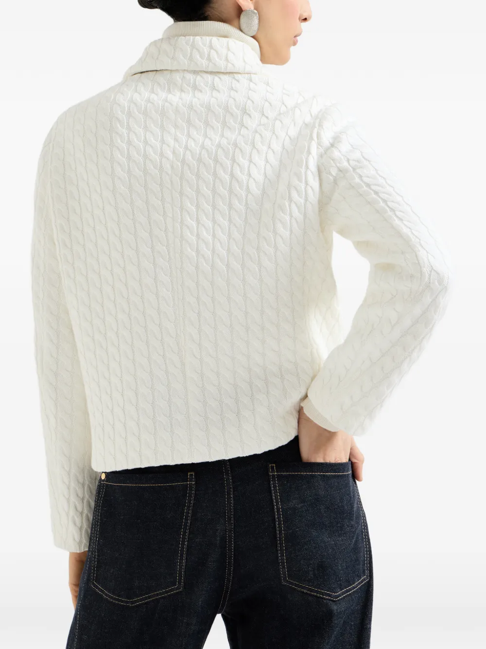 Brunello Cucinelli Kabelgebreide blazer met knopen Wit