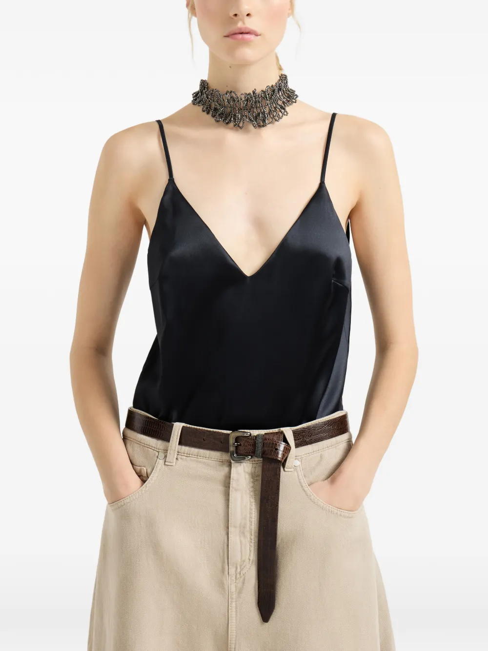 Brunello Cucinelli Top met V-hals Zwart