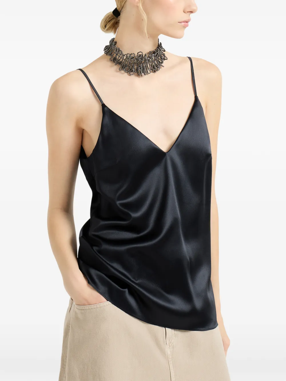 Brunello Cucinelli Top met V-hals Zwart