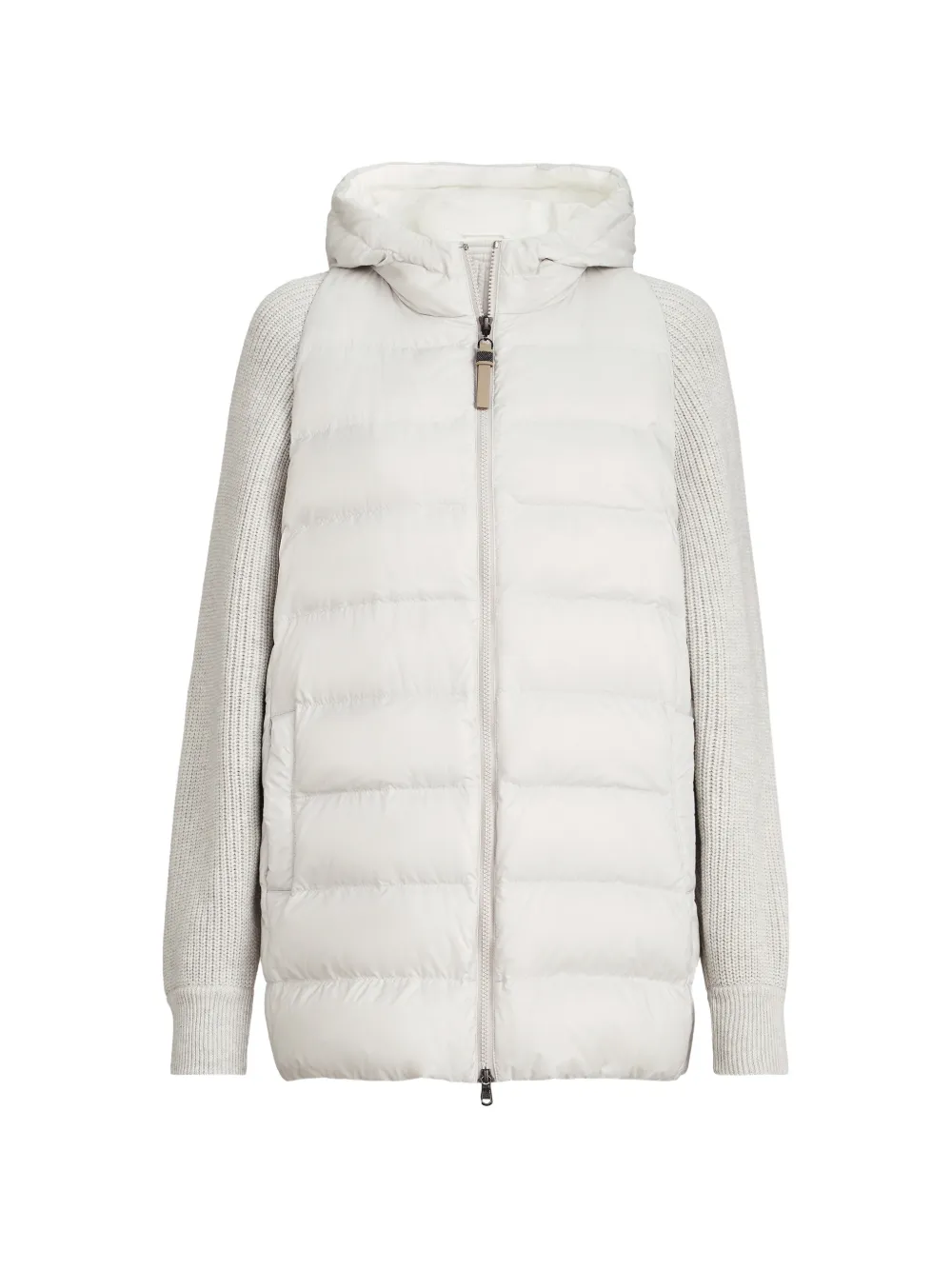 Brunello Cucinelli hooded knit-sleeve jacket - Bianco