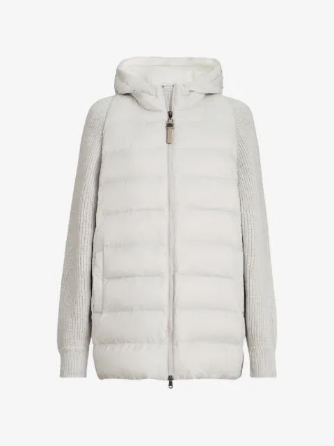 Brunello Cucinelli hooded knit-sleeve jacket