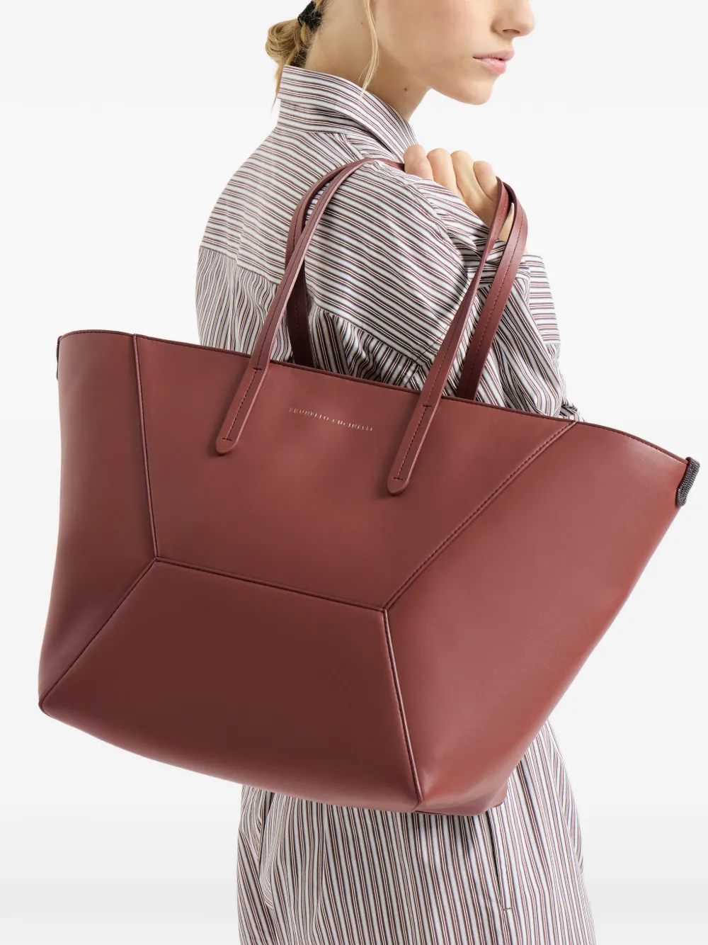 Brunello Cucinelli Monili-detail leather tote bag - Rood