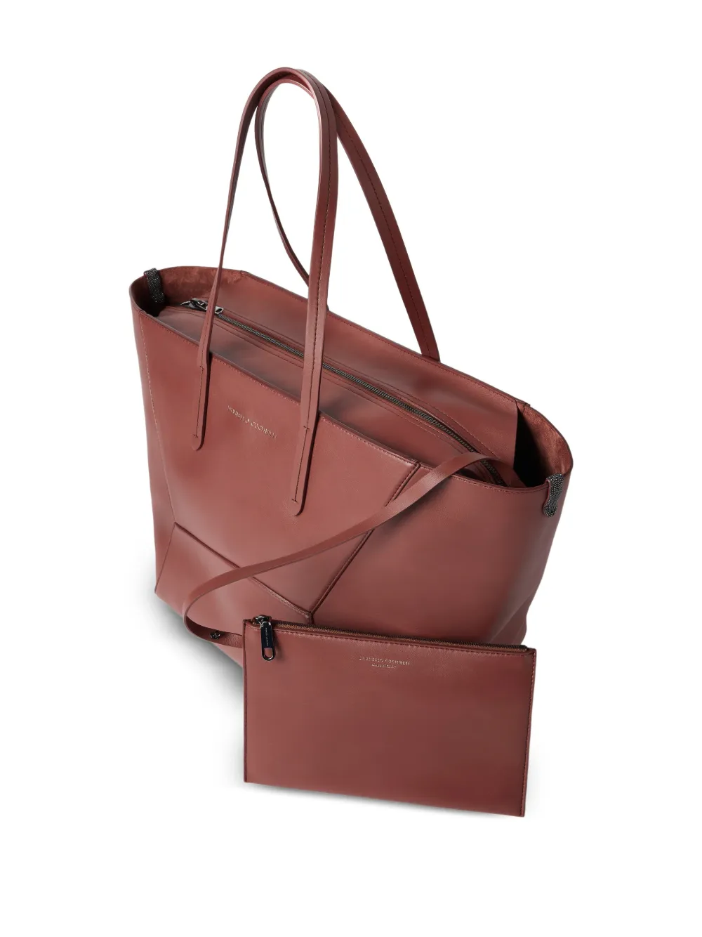 Brunello Cucinelli BC Duo leren shopper Rood