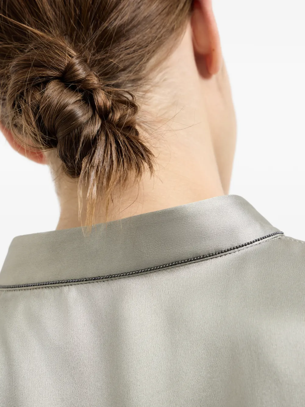 Brunello Cucinelli Blouse met ronde opstaande kraag Groen