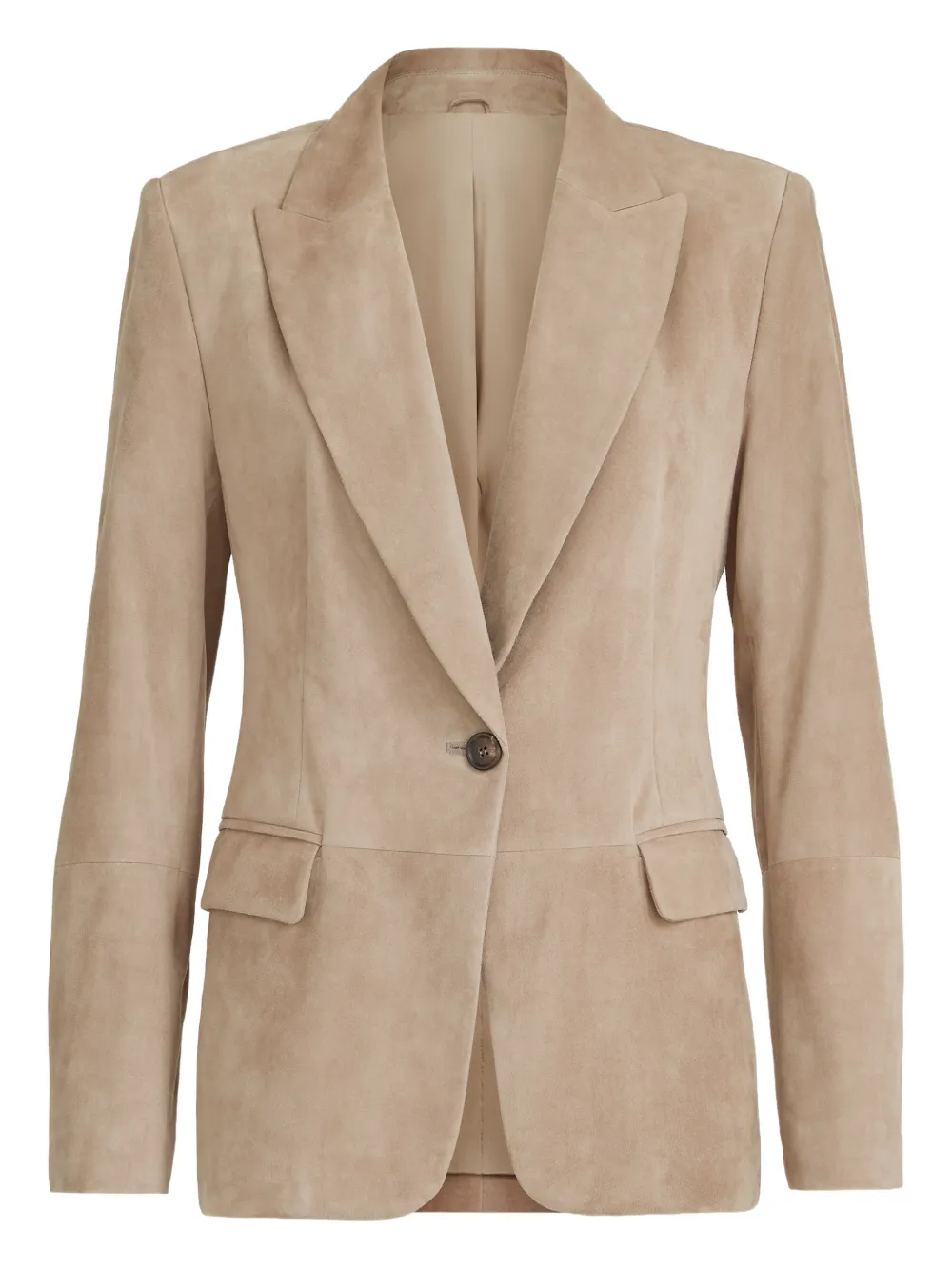 Brunello Cucinelli Monili-detail suede blazer - Toni neutri