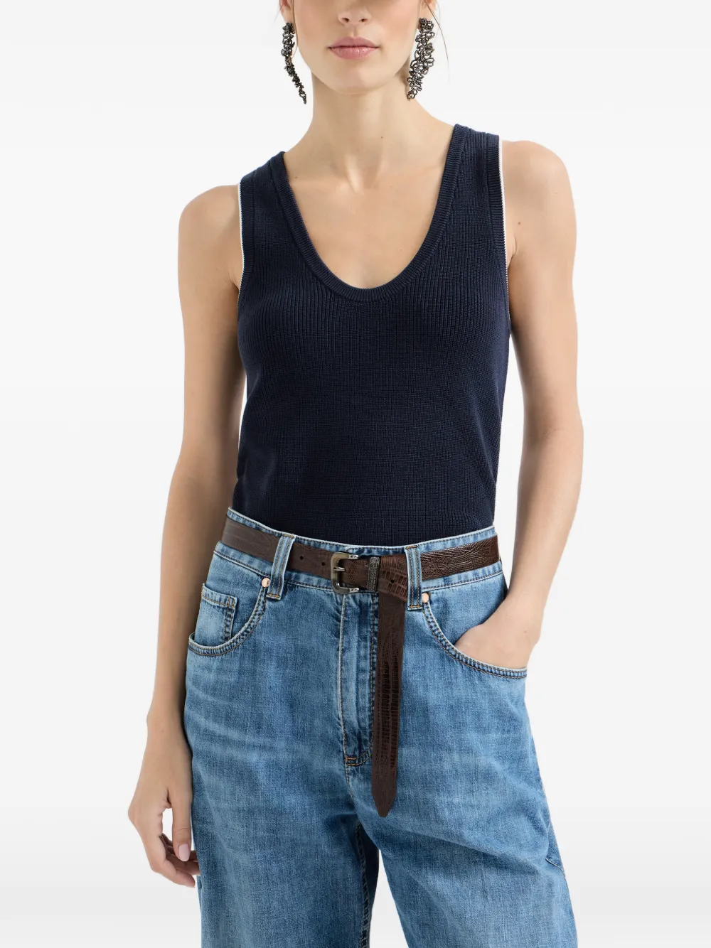  Brunello Cucinelli Ribbed T-shirt - Blue 