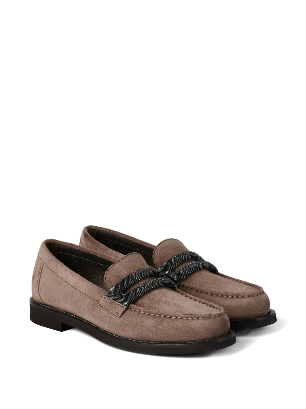 Brunello Cucinelli suede penny loafers - Bruin
