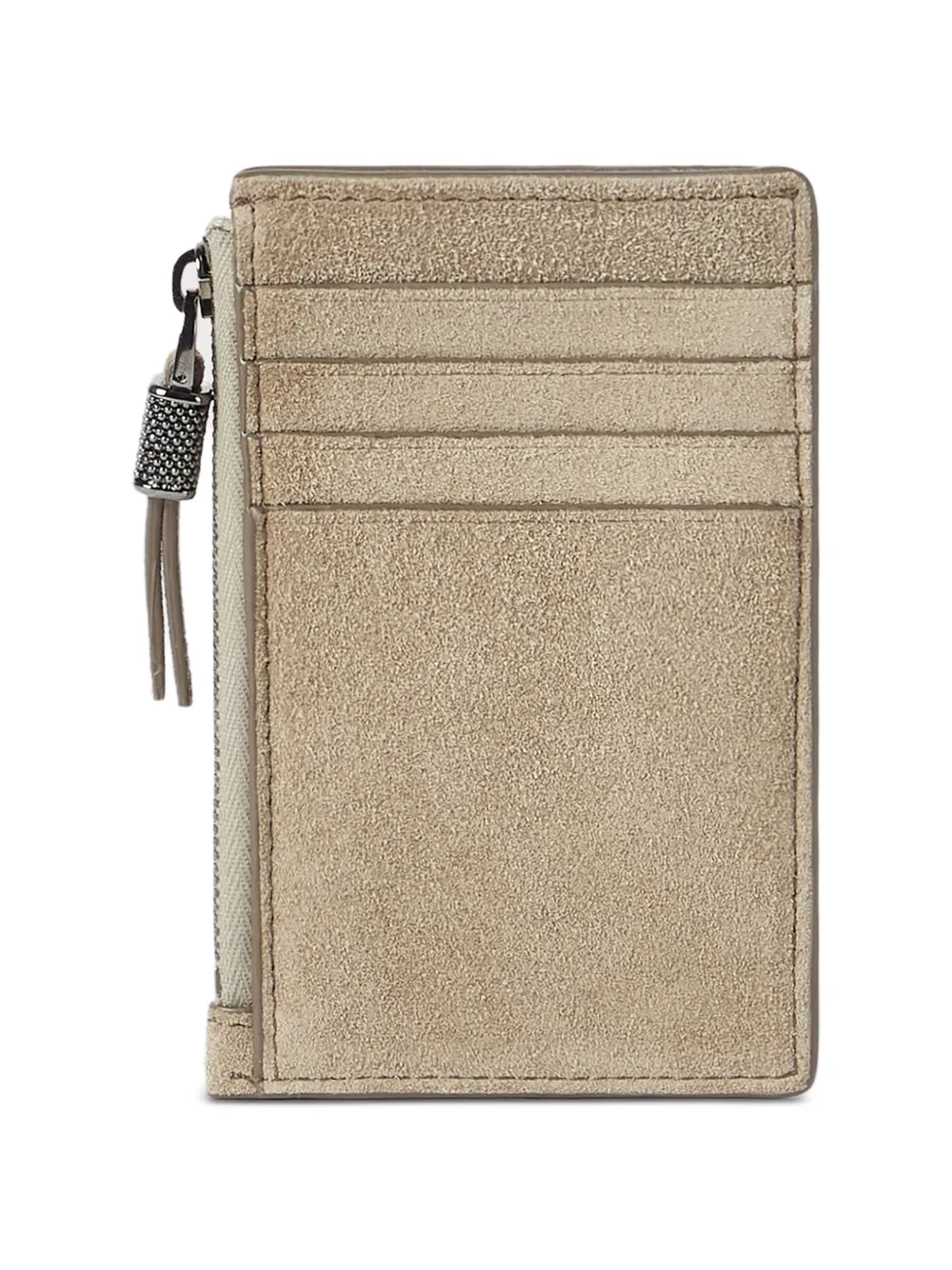 Brunello Cucinelli Suède pasjeshouder met rits Beige
