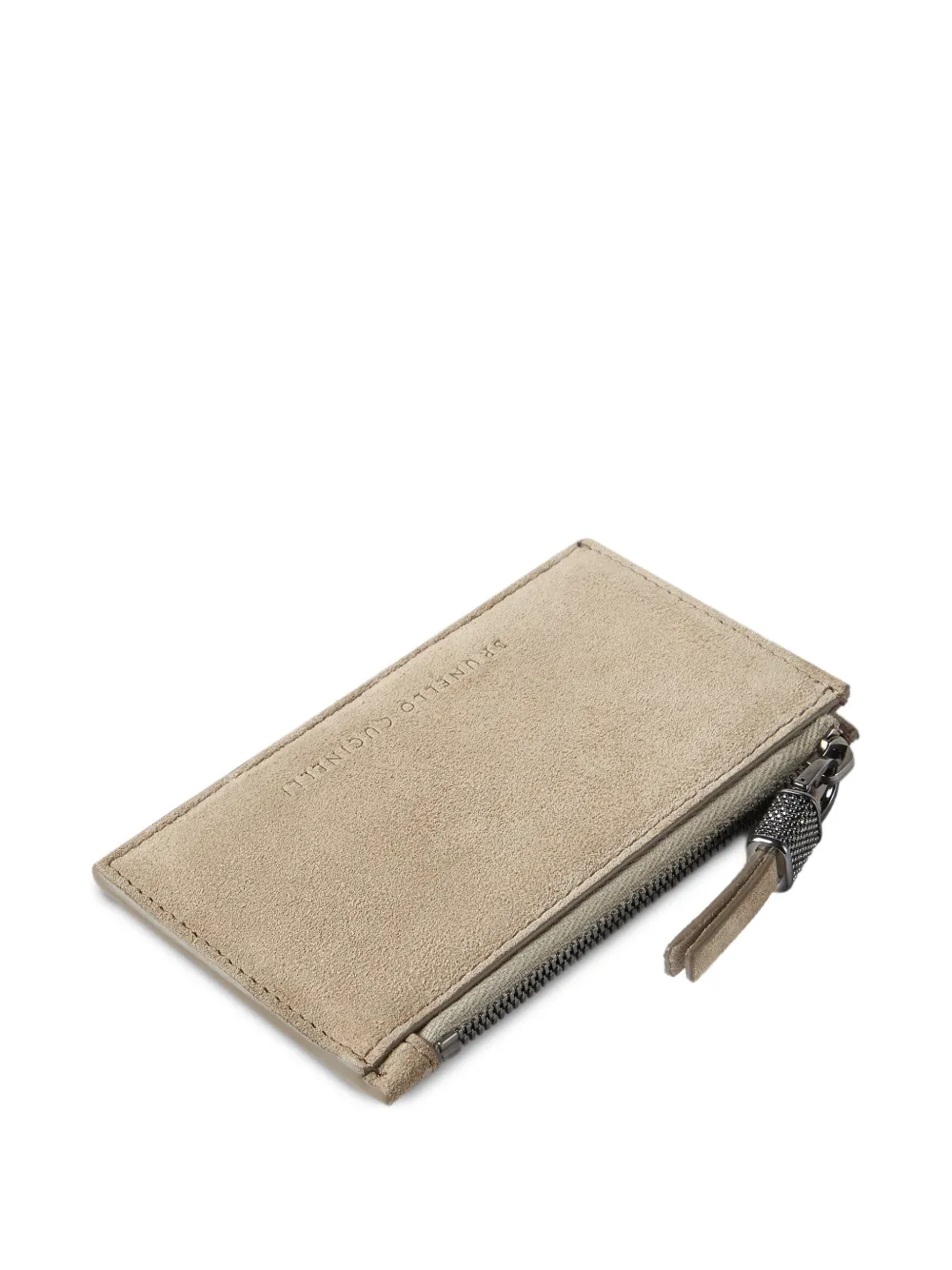 Brunello Cucinelli Suède pasjeshouder met rits Beige