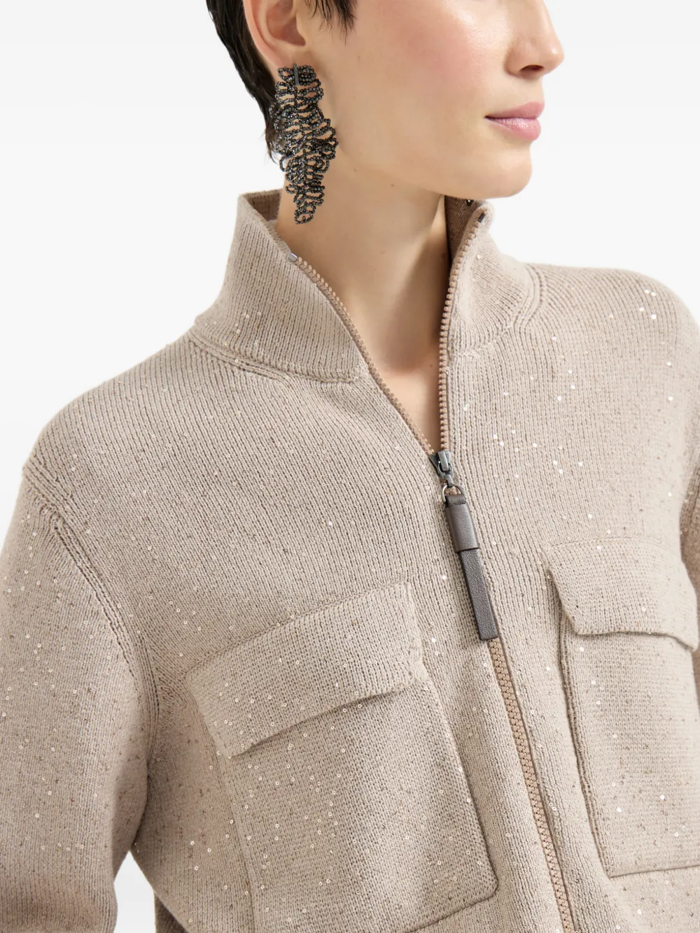 Brunello Cucinelli Vest met pailletten Beige