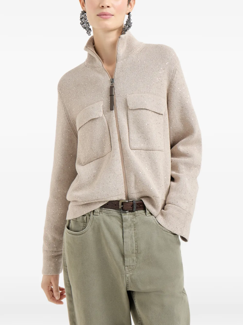  Brunello Cucinelli Sequin-embellished Cardigan - Neutrals 