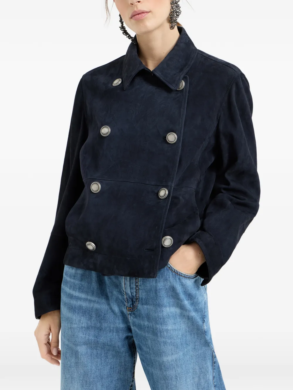Brunello Cucinelli Jack met dubbele rij knopen en monili-detail Blauw