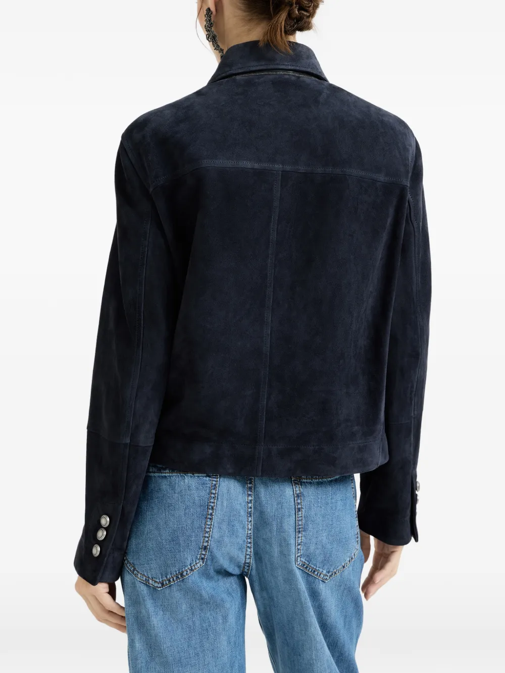 Brunello Cucinelli Jack met dubbele rij knopen en monili-detail Blauw