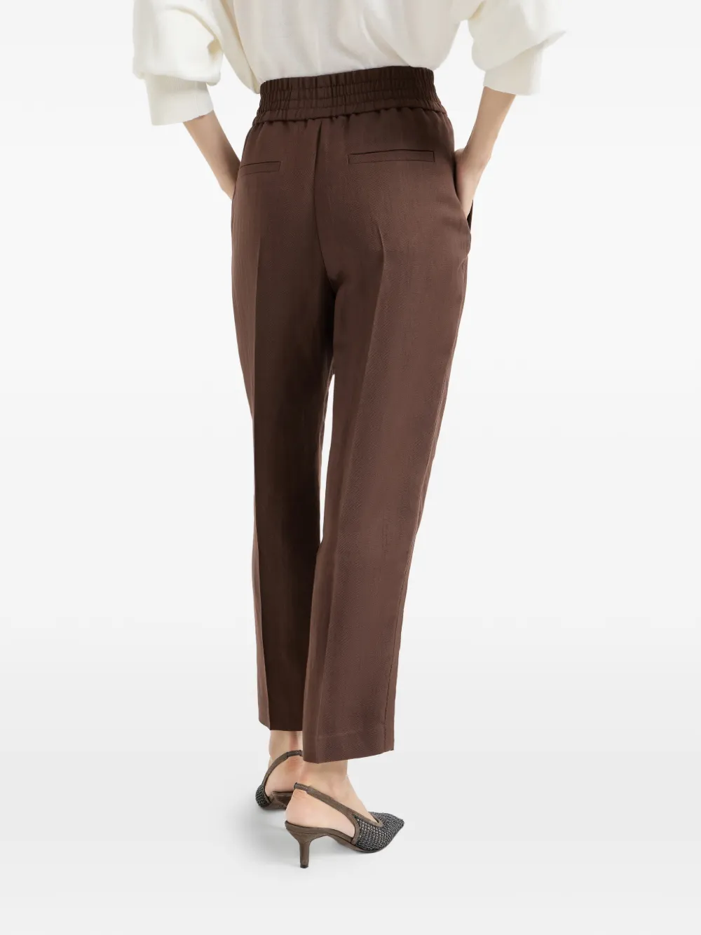 Brunello Cucinelli Fluid Baggy broek met trekkoord Bruin