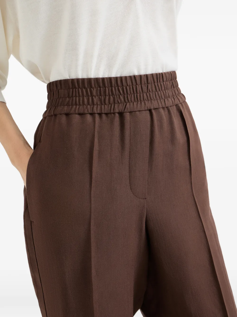 Brunello Cucinelli Fluid Baggy broek met trekkoord Bruin