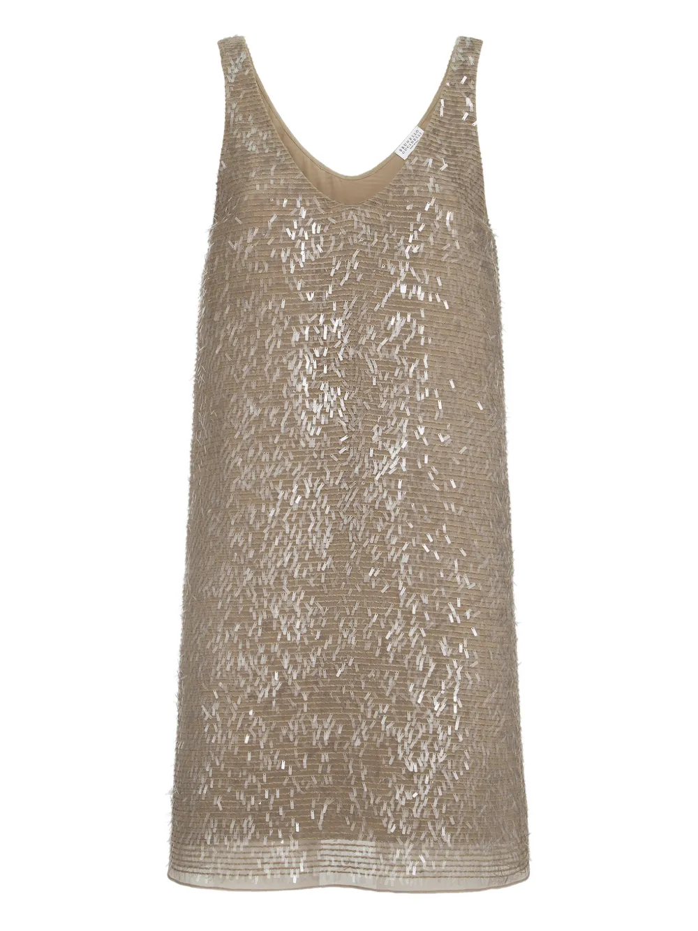 Brunello Cucinelli embroidery silk mini dress - Toni neutri