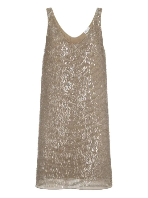 Brunello Cucinelli embroidery silk mini dress