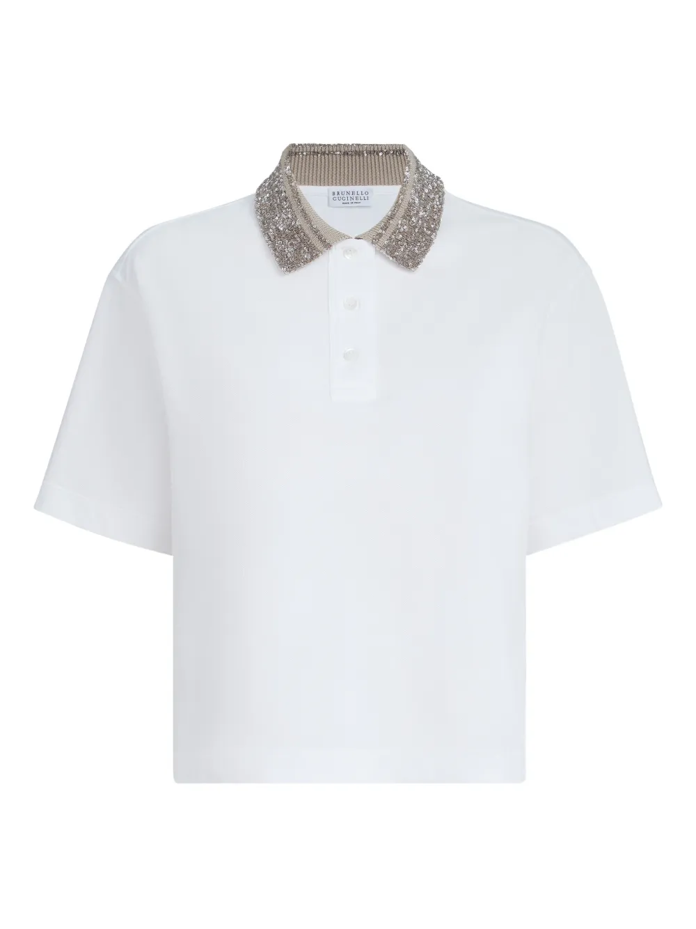 Brunello Cucinelli dazzling knit-collar polo shirt - Bianco
