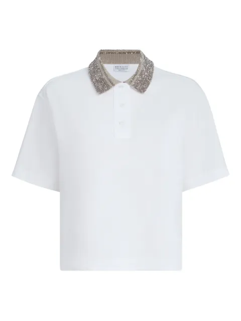 Brunello Cucinelli polo dazzling à col en maille