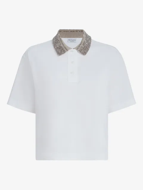 Brunello Cucinelli dazzling knit-collar polo shirt
