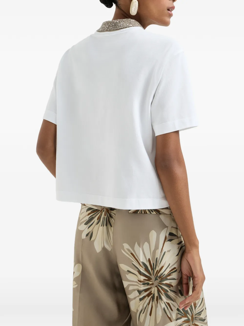 Brunello Cucinelli Dazzling poloshirt met gebreide kraag Wit