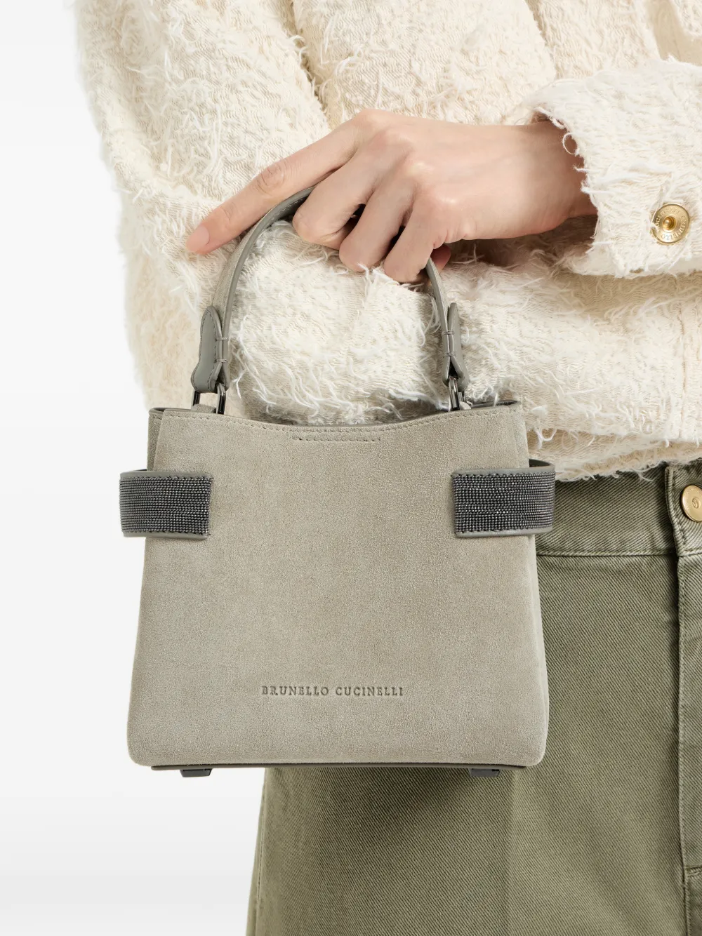 Brunello Cucinelli Small Essence Tote Bag In Gray