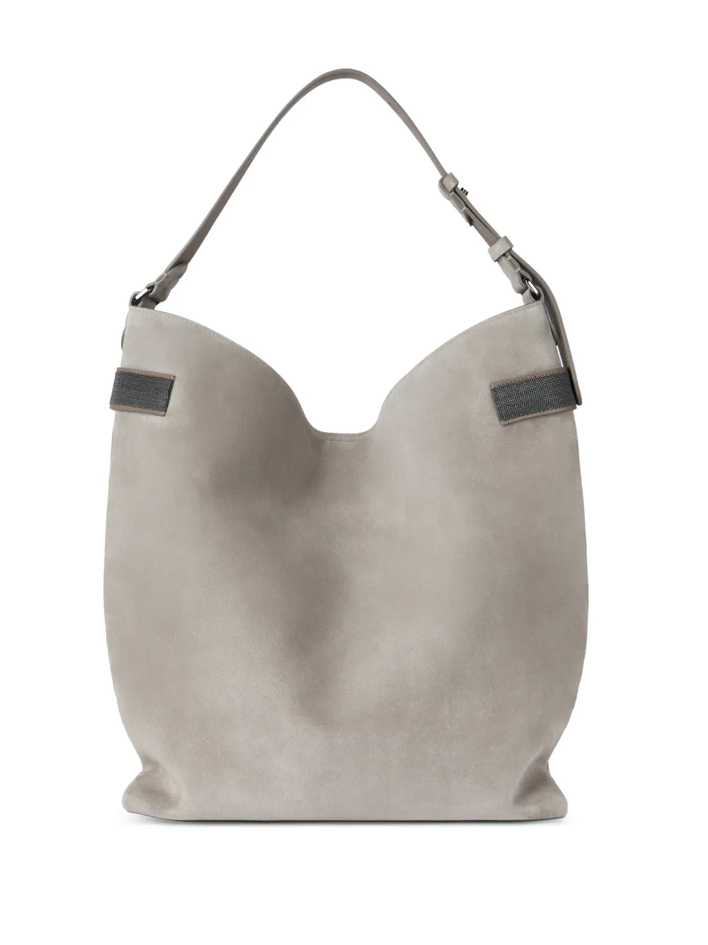  Brunello Cucinelli Monili-detail Suede Tote Bag - Grey 
