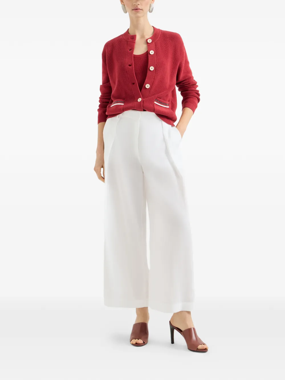  Brunello Cucinelli Ribbed Pocket Cardigan - Red 