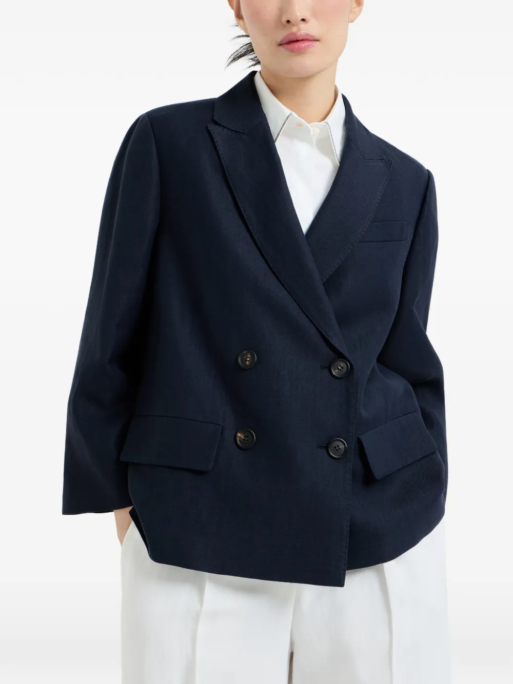  Brunello Cucinelli Double-breasted Monili Blazer - Blue 