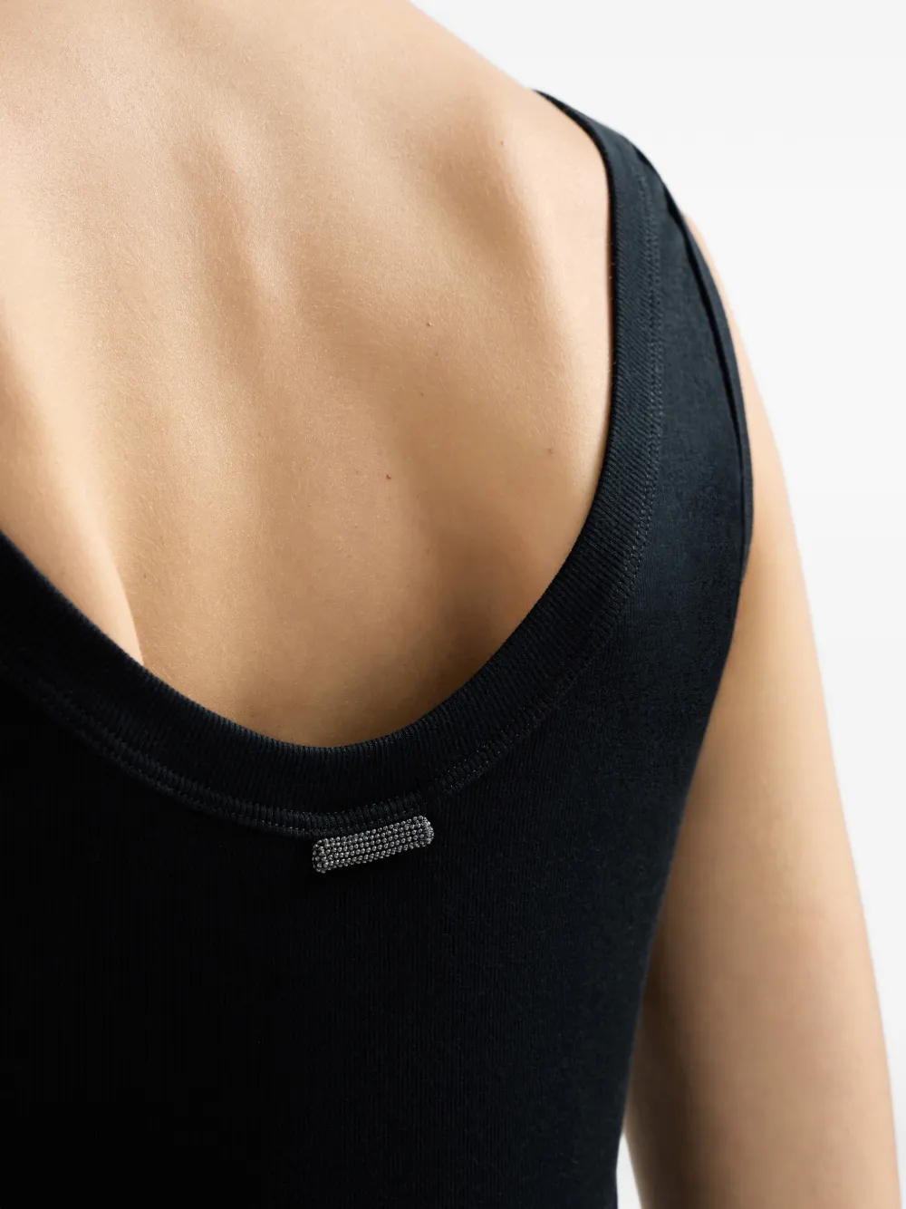 Brunello Cucinelli Geribbelde top met monili-detail Zwart
