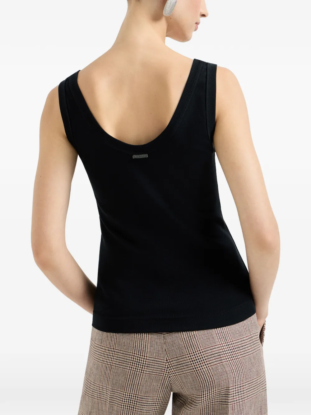 Brunello Cucinelli Geribbelde top met monili-detail Zwart