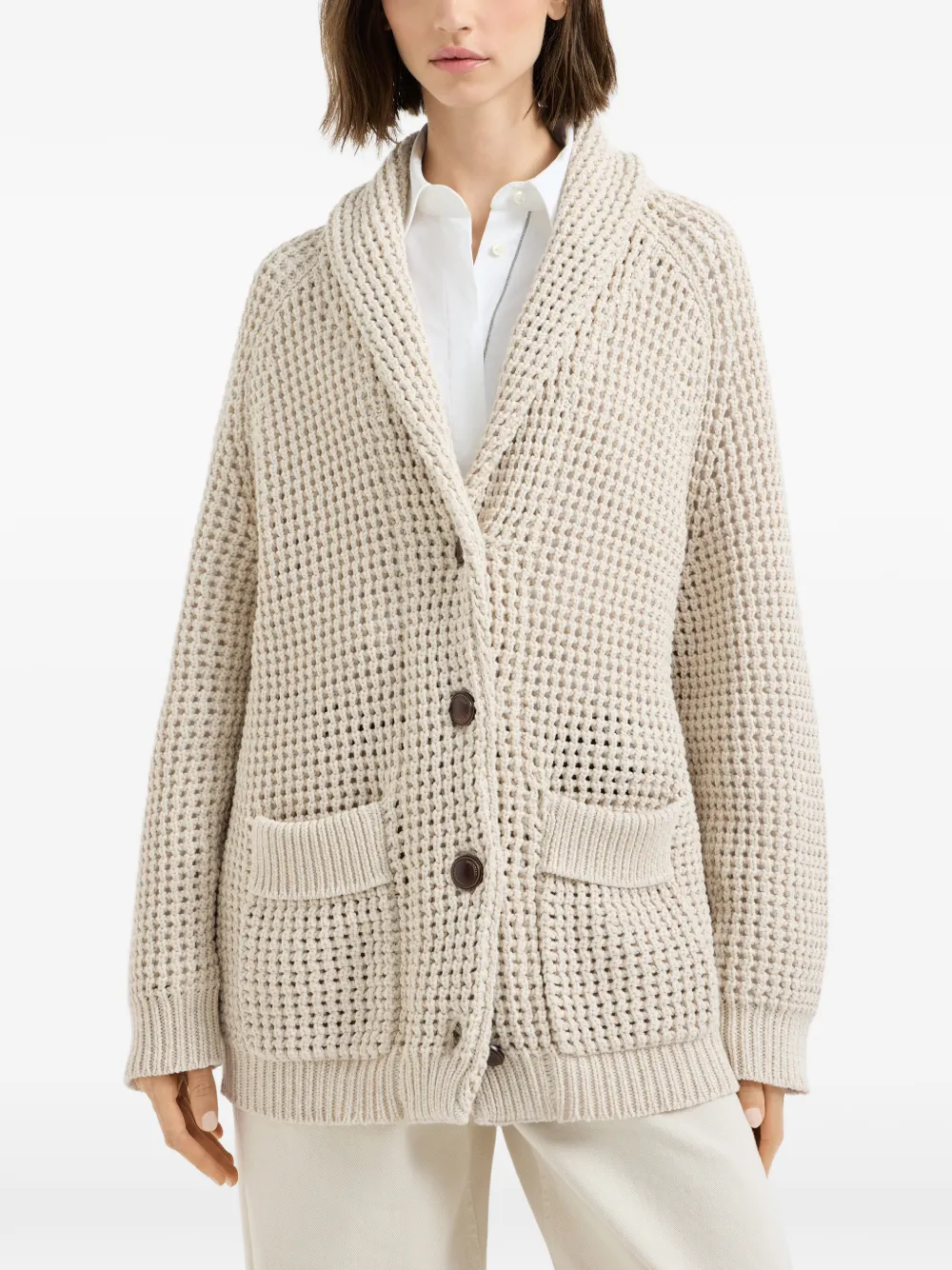  Brunello Cucinelli Open-knit Cardigan - Neutrals 
