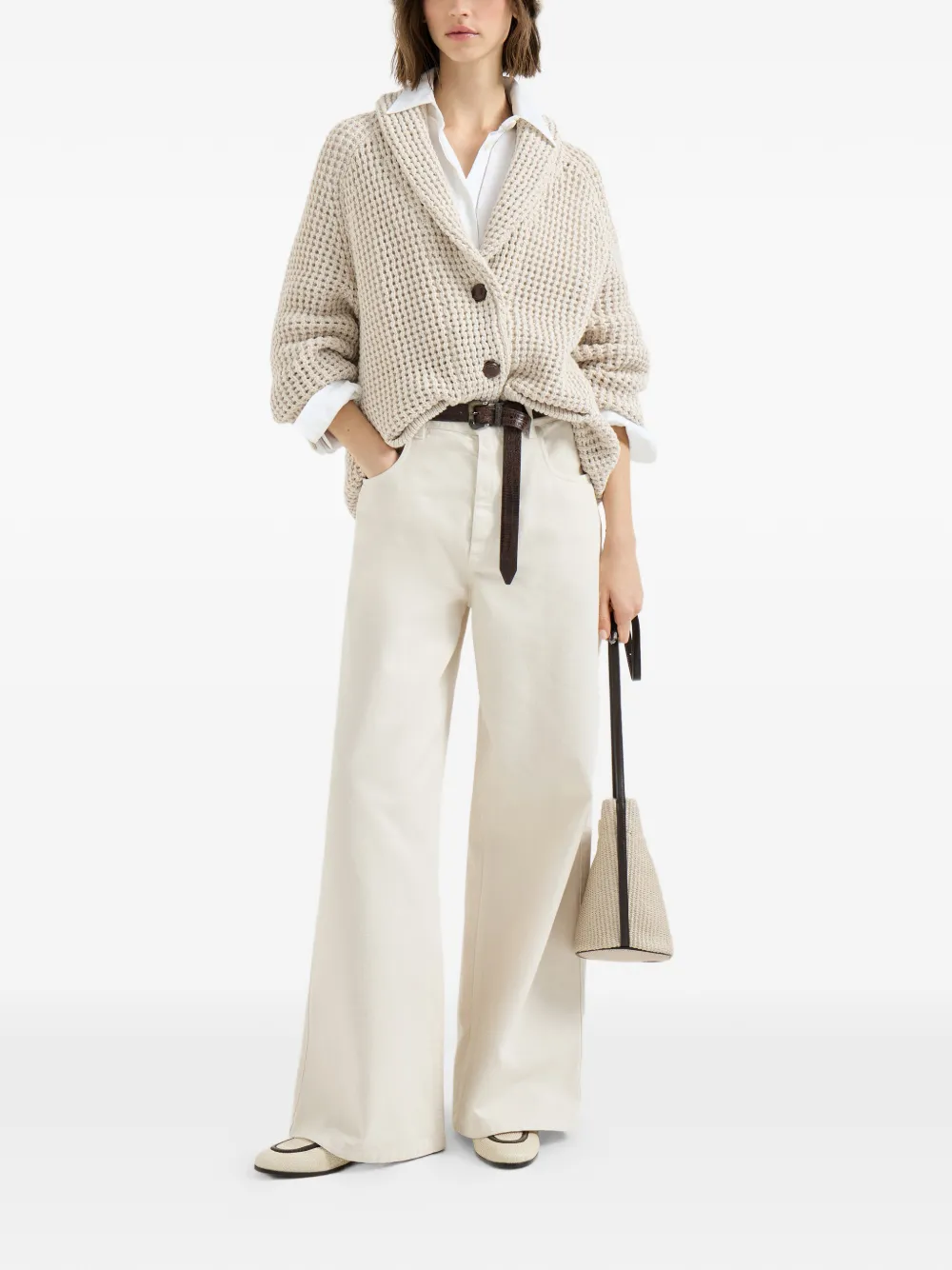  Brunello Cucinelli Open-knit Cardigan - Neutrals 