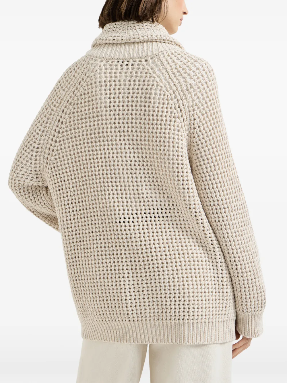 Brunello Cucinelli Vest met katoenen veren en garen Beige
