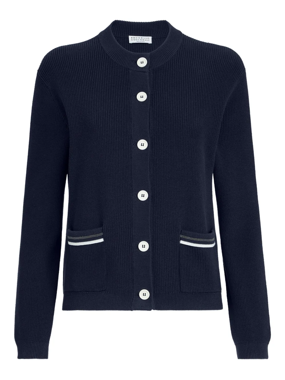 Brunello Cucinelli ribbed front-pocket cardigan - Blue