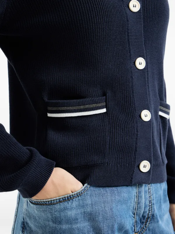 Brunello Cucinelli フロントポケット カーディガン | ブルー