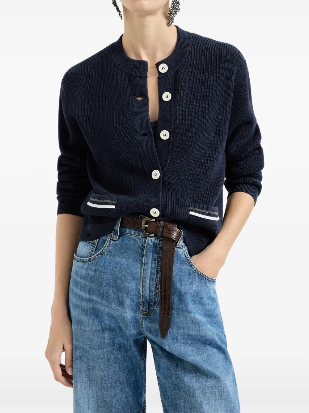 Brunello Cucinelli Geribbeld vest met borstzak Blauw