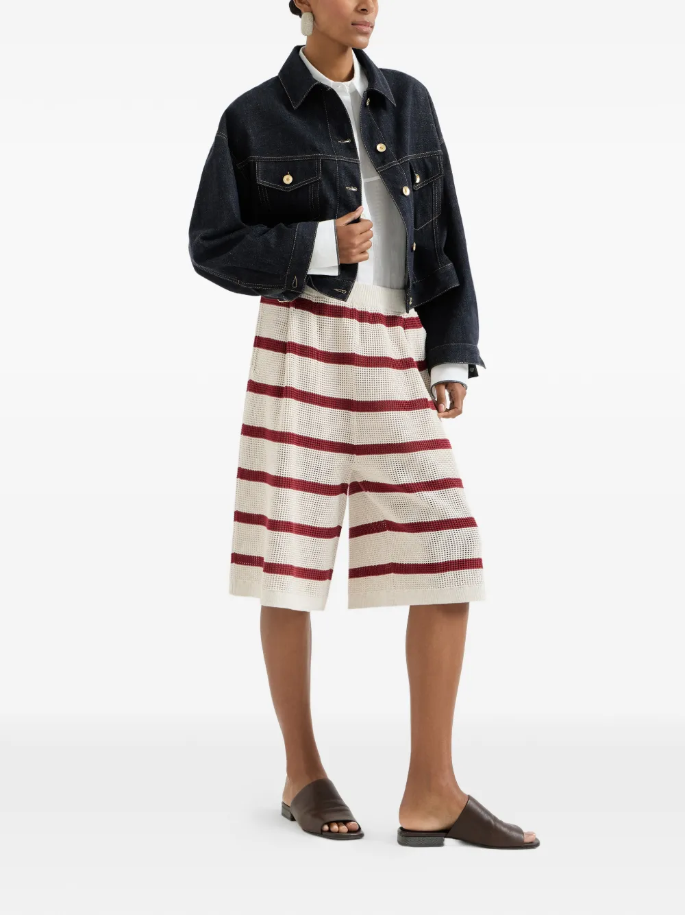 Brunello Cucinelli Gestreepte bermuda shorts Beige