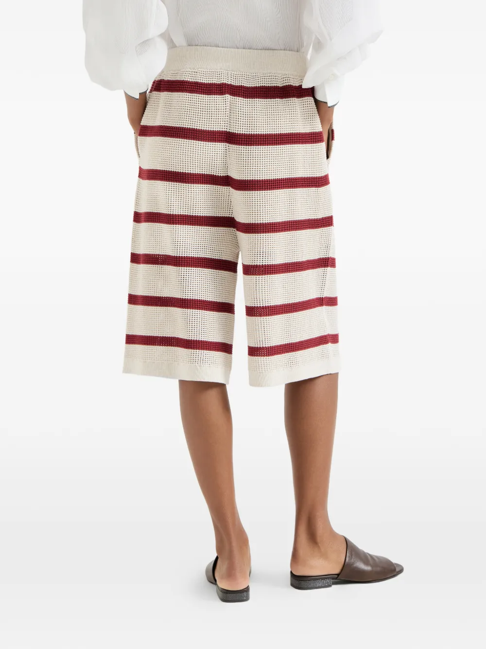 Brunello Cucinelli Gestreepte bermuda shorts Beige