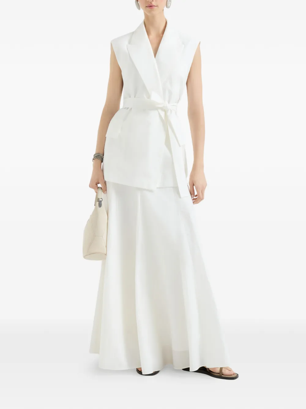  Brunello Cucinelli Belted Gilet - White 