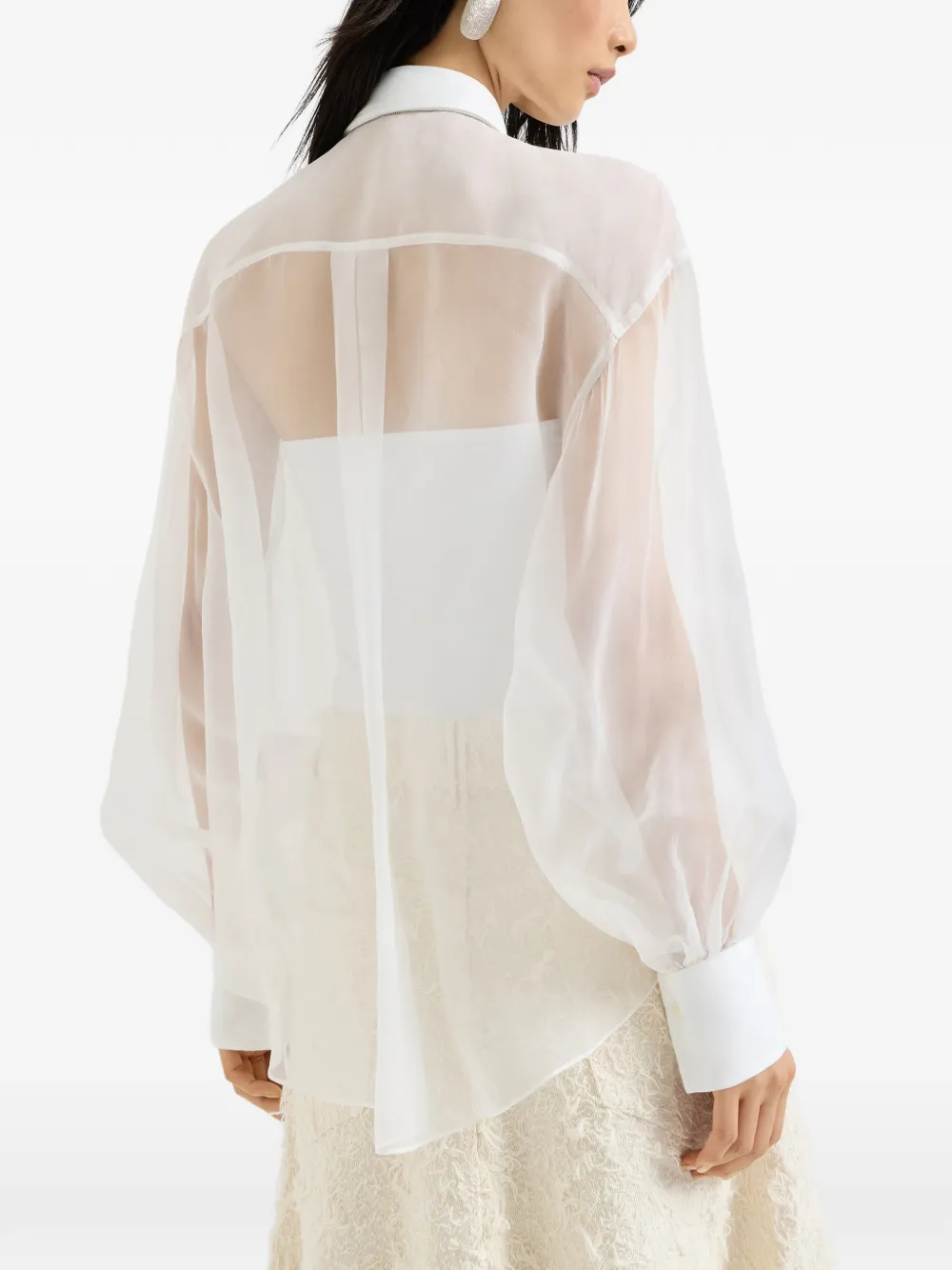 Monili-Detail Silk Shirt