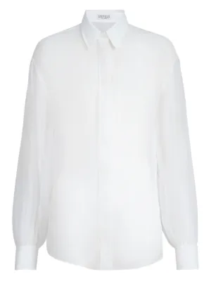 Brunello Cucinelli collar-trim long-sleeve Shirt | White | FARFETCH