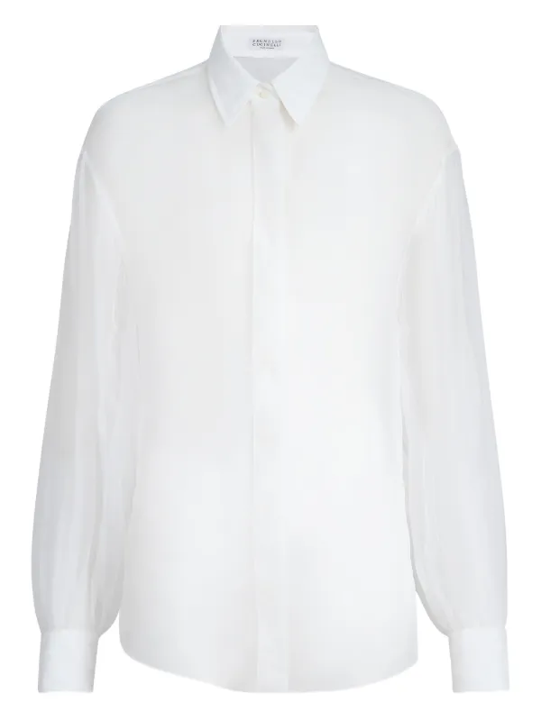 Brunello Cucinelli モニーレ シルクシャツ | ホワイト | FARFETCH JP
