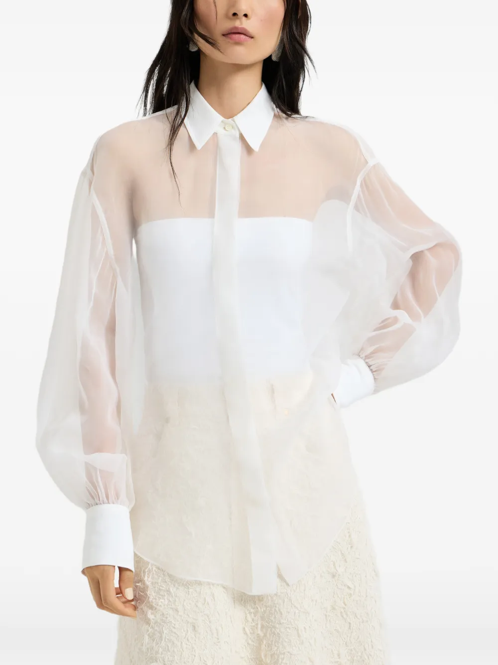 Monili-Detail Silk Shirt