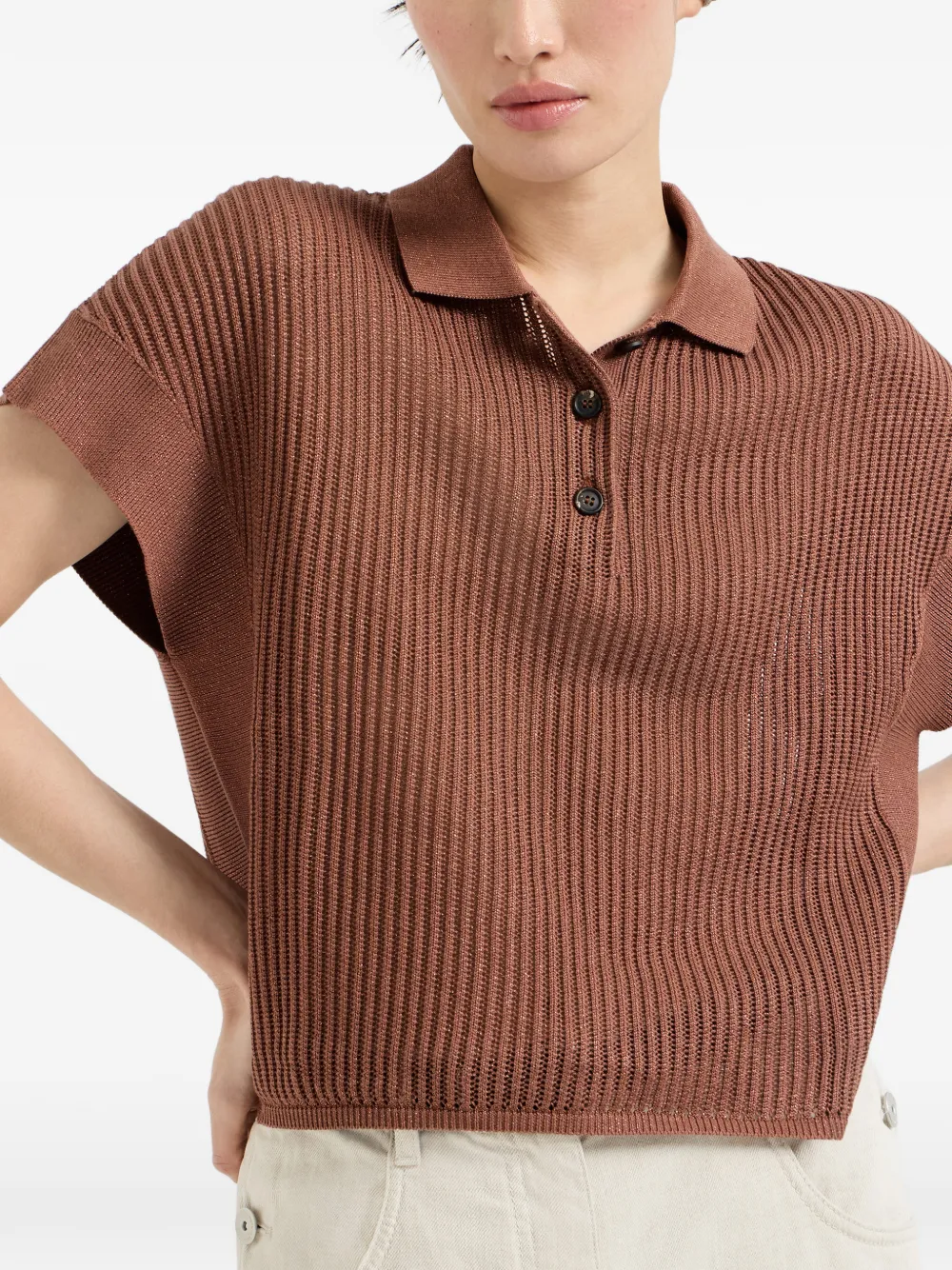 Ribbed Buttoned Polo Shirt