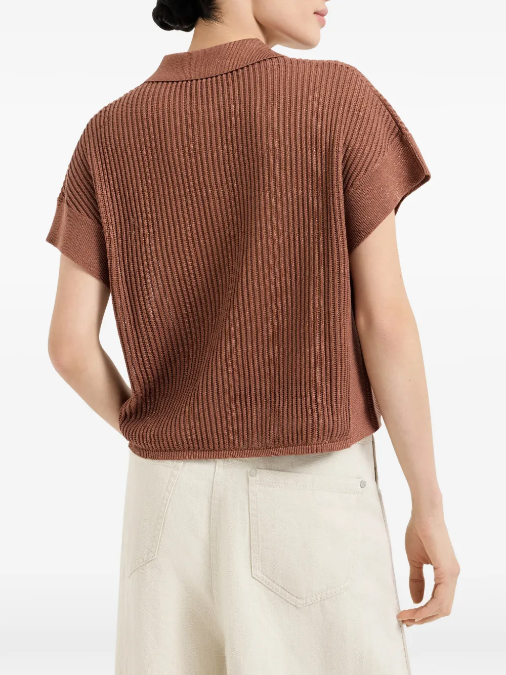 Ribbed Buttoned Polo Shirt