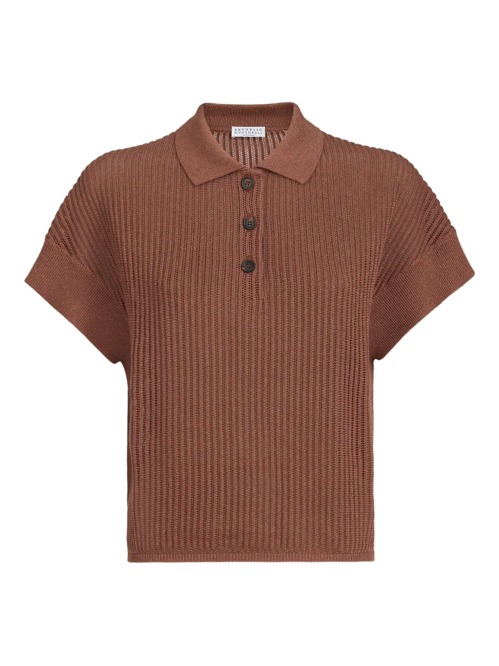 Brunello Cucinelli ribbed buttoned polo shirt - Arancione